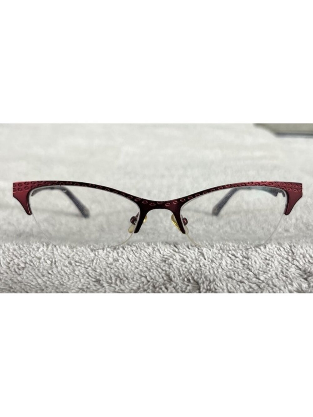 Lulu Guinness L740 Red Candy Lips Half-Rim Metal Eyeglasses Frames 49-17-135 - Picture 2 of 8